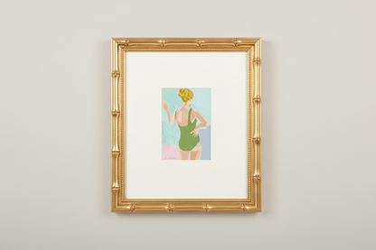 Bathing Beauty in Gold Bamboo Frame