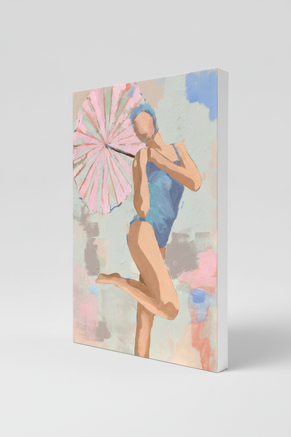 POOLSIDE PARASOL 1 - Unframed Canvas with White Sides
