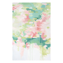 Load image into Gallery viewer, Kristin Cooney&#39;s pretty abstract art print set of Georgia Peach 1 and 2 has light and airy pink, peach, and greens with a sense of floral reflections on the surface of water. The white negative space encourages an air of lightness and calm. This pretty abstract art is elegant in any home decor, bedroom art.
