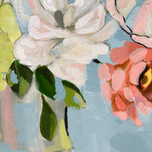 Load image into Gallery viewer, Floral Art Print by Kristin Cooney, pink, peach, blue.
